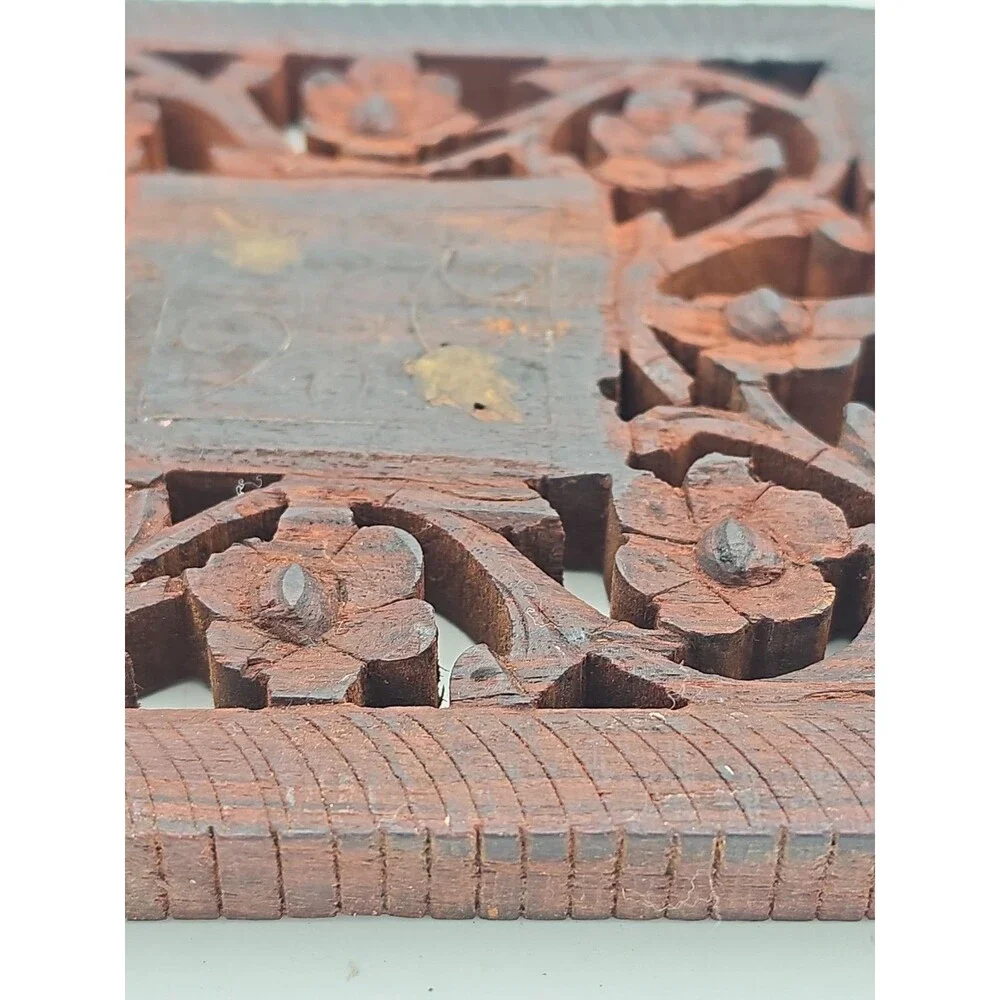 Wood Carved Footed Trivets With Leaves And Flowers
